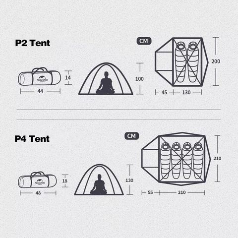 Lều 4 người khung nhôm Naturehike P-series NH18Z044-P