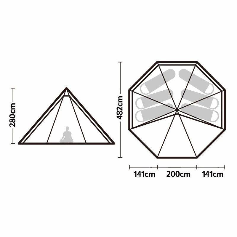 Lều Glamping 5-8 người bát giác kim tự tháp Naturehike Octagon Pyramid NH20ZP014