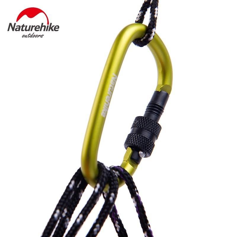 MÓC NHÔM CARABINER KHOÁ VẶN NATUREHIKE 8CM NH15A008-D