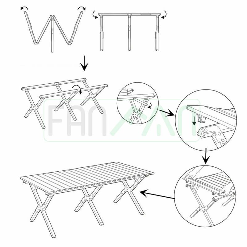 Bàn nhôm cuộn trứng xếp gọn cắm trại Naturehike CNK2300JU010