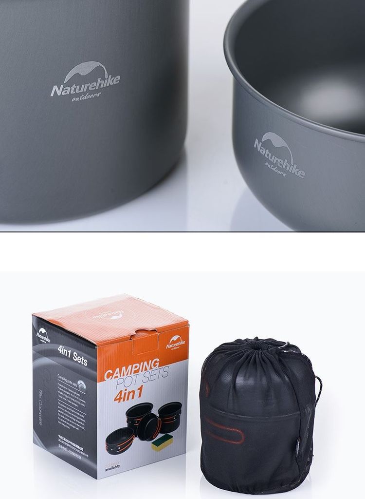 Bộ nồi dã ngoại 4 món Naturehike NH15T401-G