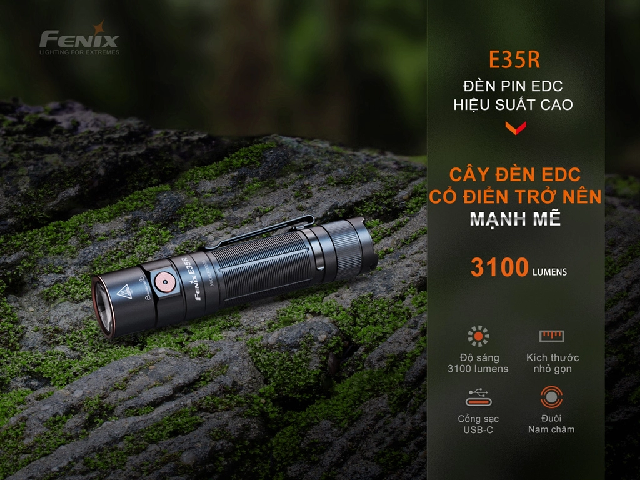 Combo đèn pin Fenix E35R & tản sáng AOD-S V2