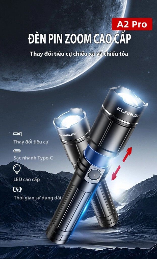 Đèn pin cầm tay Klarus A2 Pro 1450 lumens