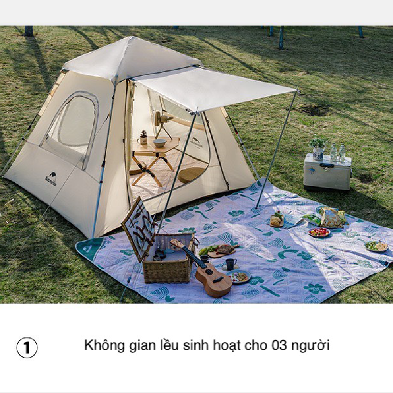 Lều tự bung 3 người kèm tăng Naturehike Ango CNK2300ZP014