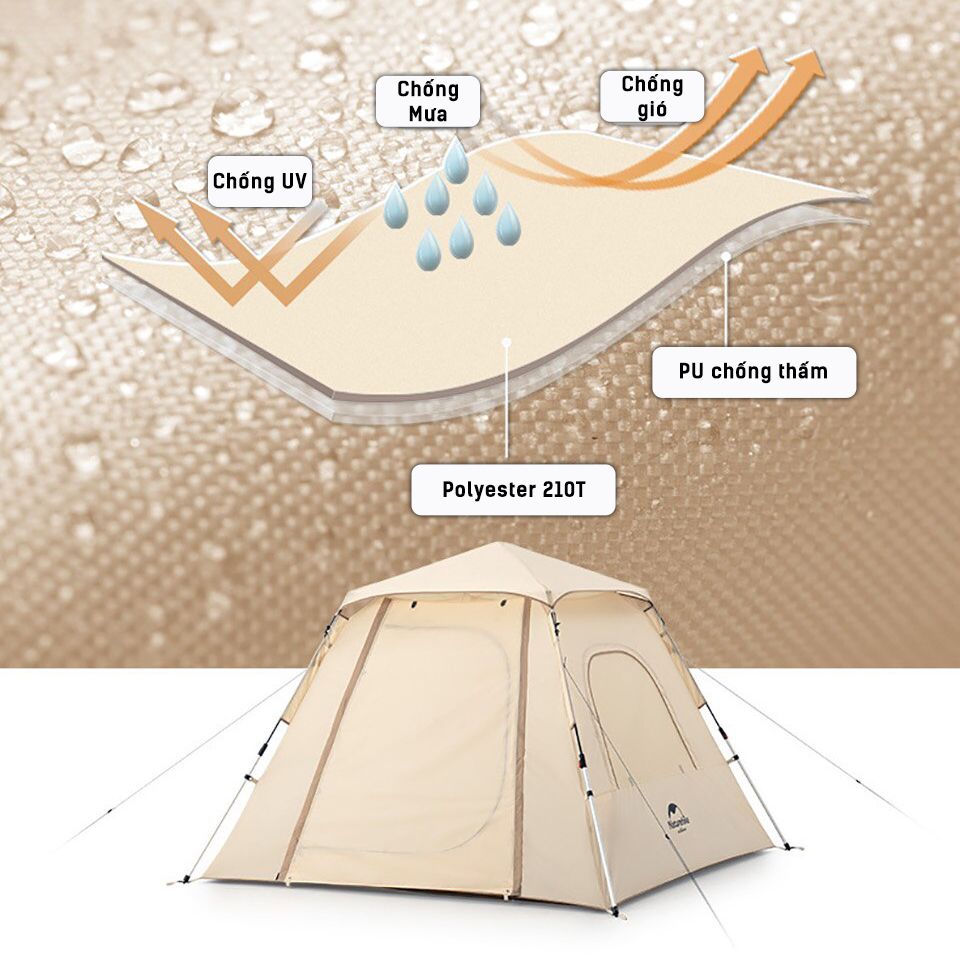 Lều tự bung glamping 3-4 người Naturehike Ango NH21ZP010