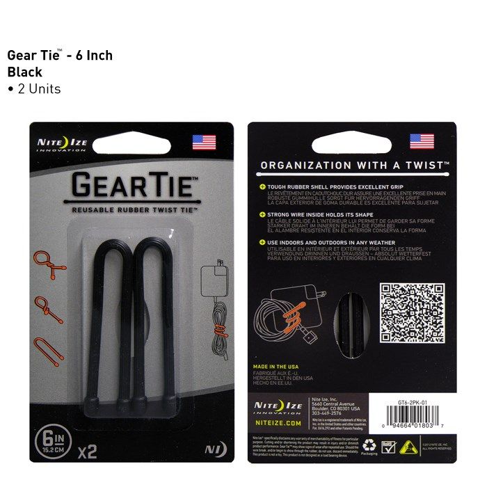 Bộ 2 Thanh buộc đồ GEAR TIE® RUBBER TWIST TIE™ 6