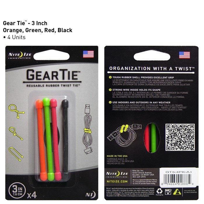 Bộ 4 Thanh buộc đồ GEAR TIE® RUBBER TWIST TIE™ 3