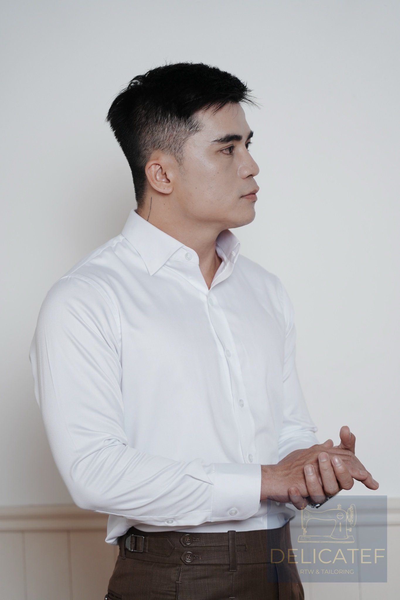 SƠ MI CHỐNG NHĂN | Vải Bamboo Trắng |Spread Collar