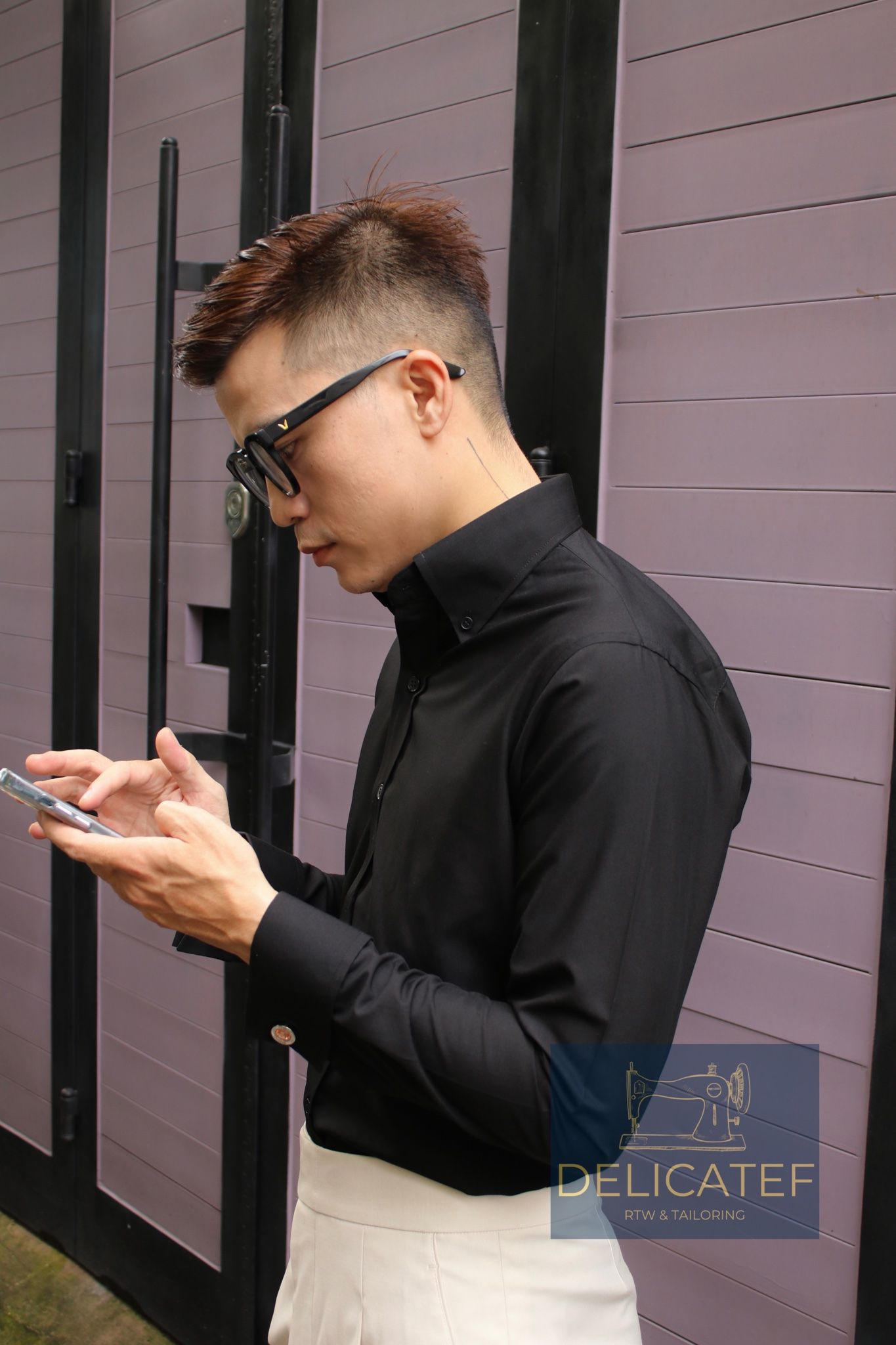Sơ Mi Đen Cufflinks - Buttondown Collar