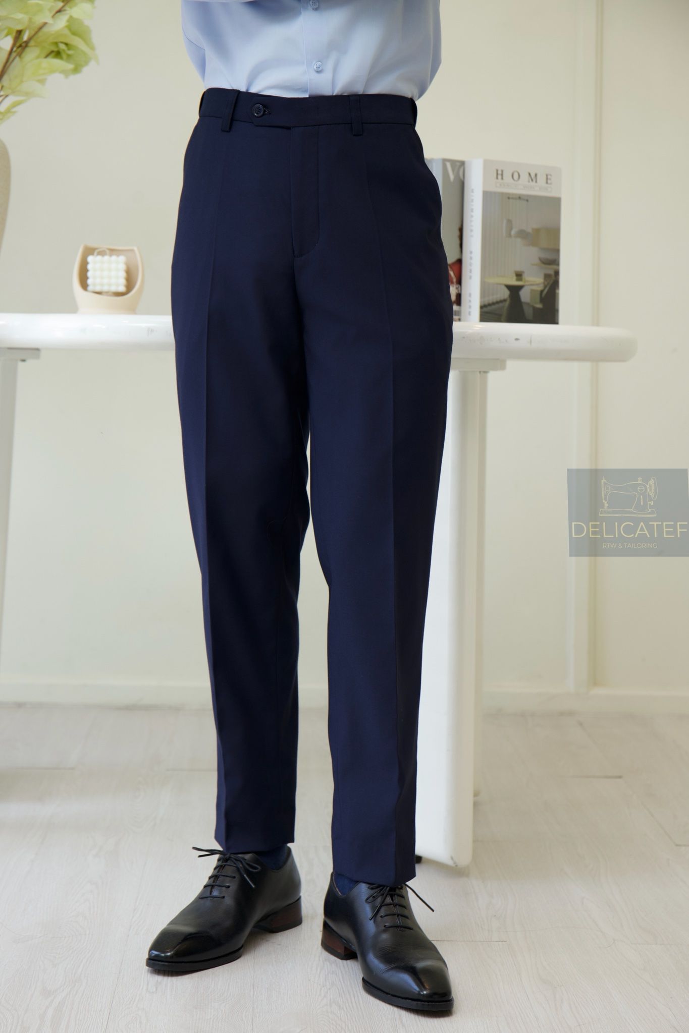 Quần Âu Cạp đeo thắt lưng cao cấp Xanh navy | Premium modern Trouser