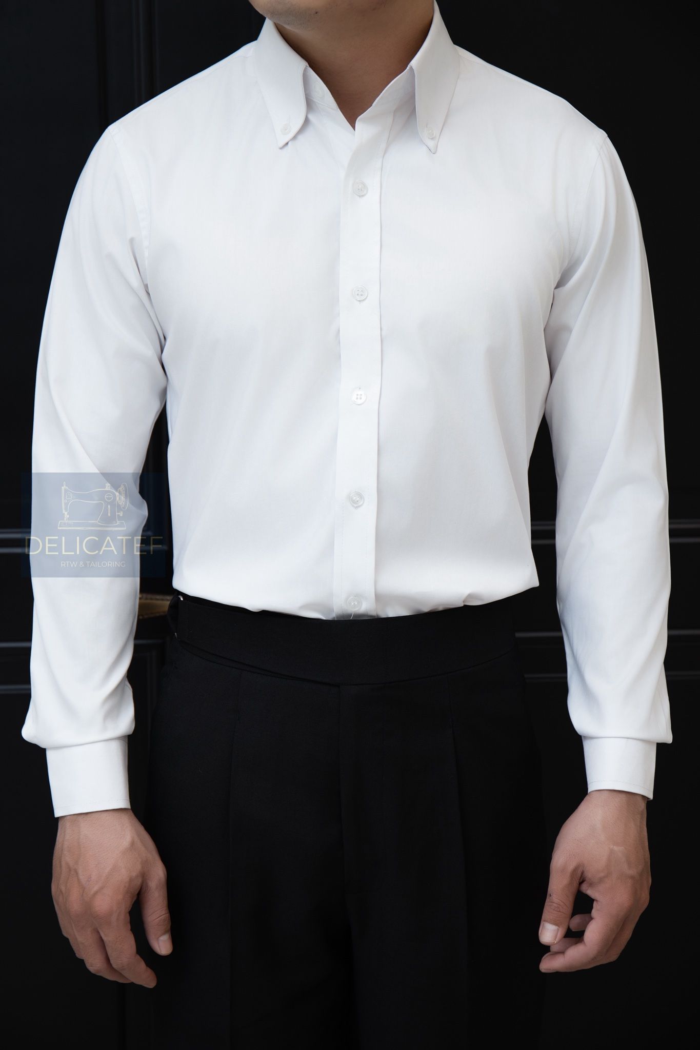 SƠ MI CHỐNG NHĂN | Vải Bamboo Trắng |Buttondown Collar