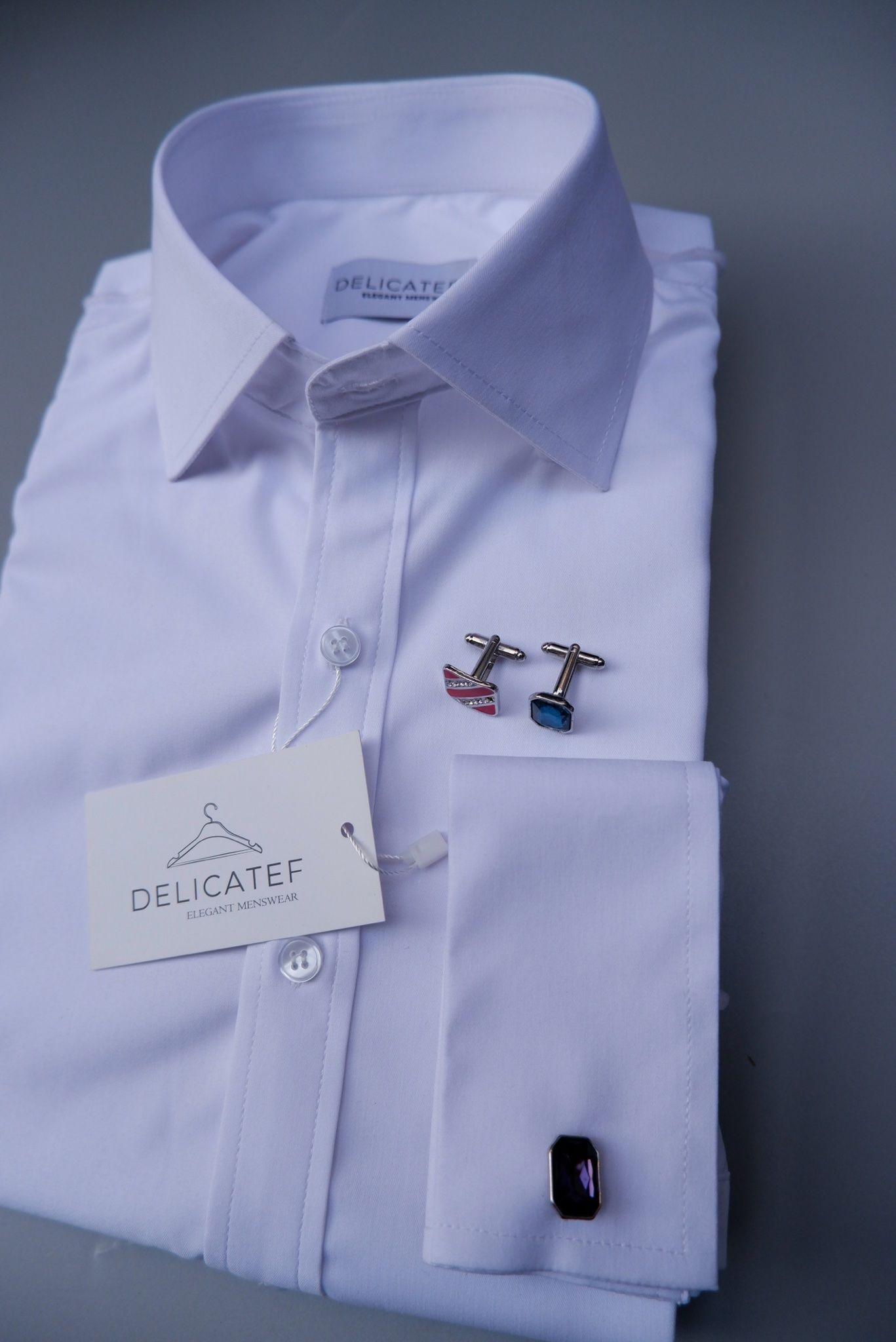 Sơ Mi Trắng Cufflink cổ Spread