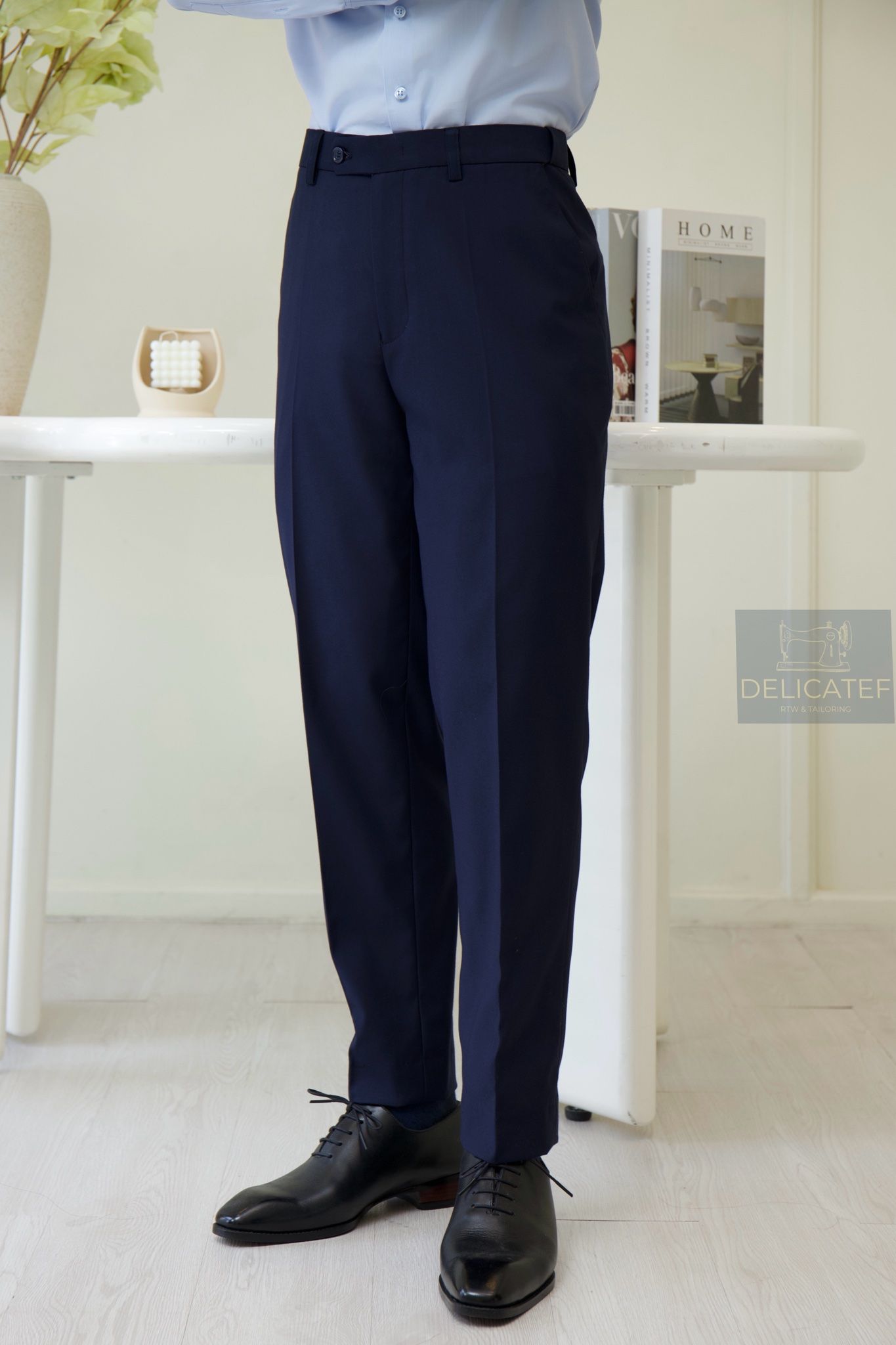 Quần Âu Cạp đeo thắt lưng cao cấp Xanh navy | Premium modern Trouser