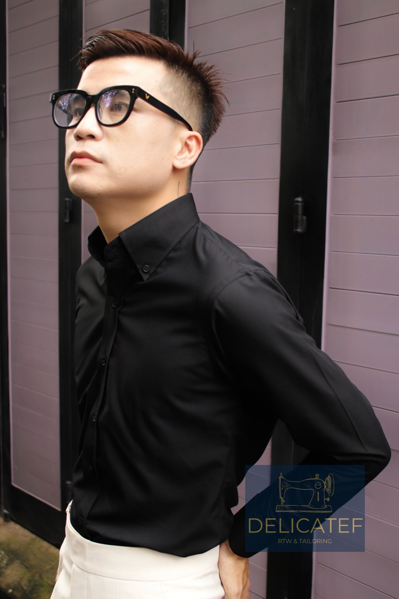 Sơ Mi Đen Cufflinks - Buttondown Collar