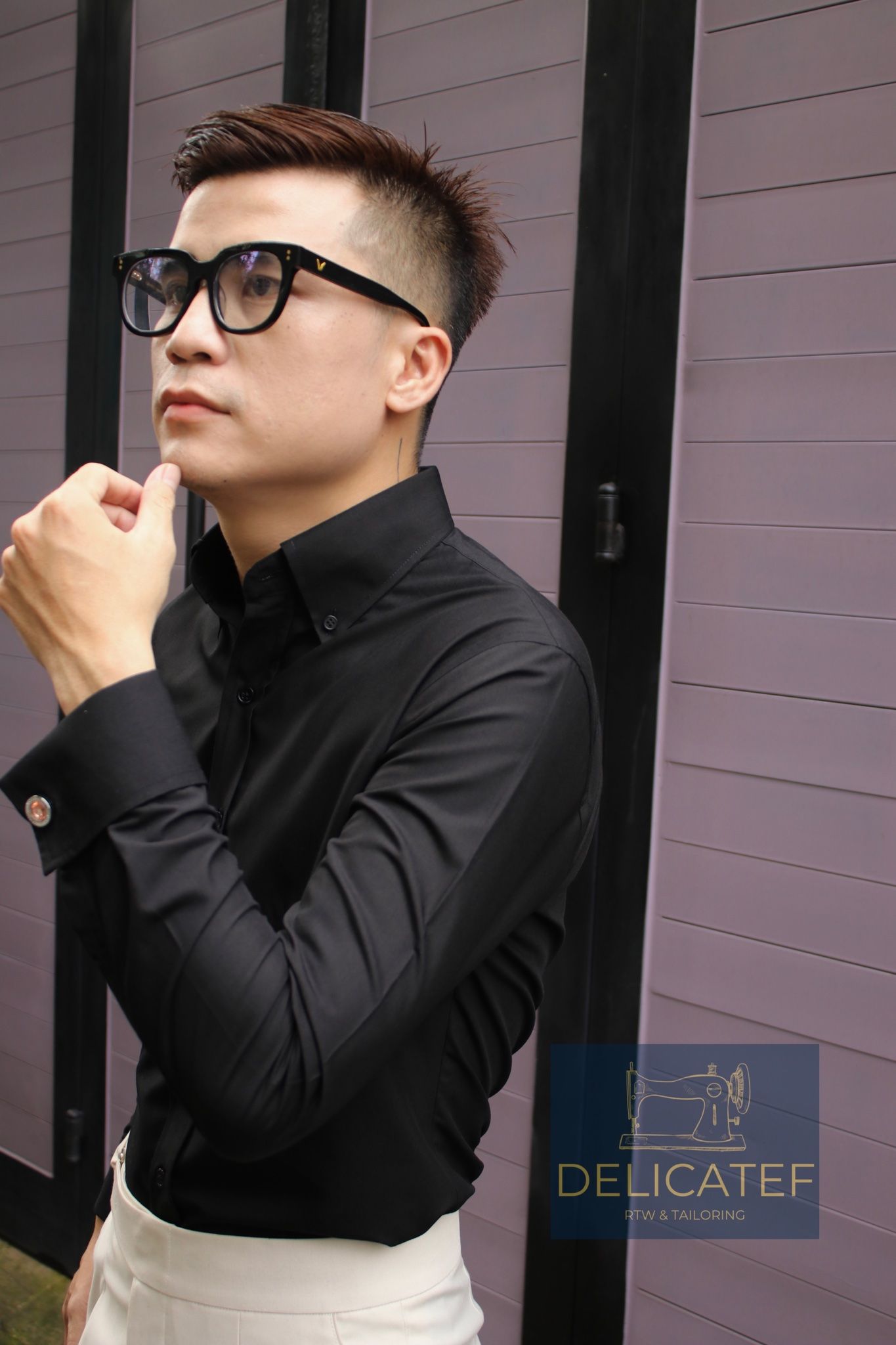 Sơ Mi Đen Cufflinks - Buttondown Collar