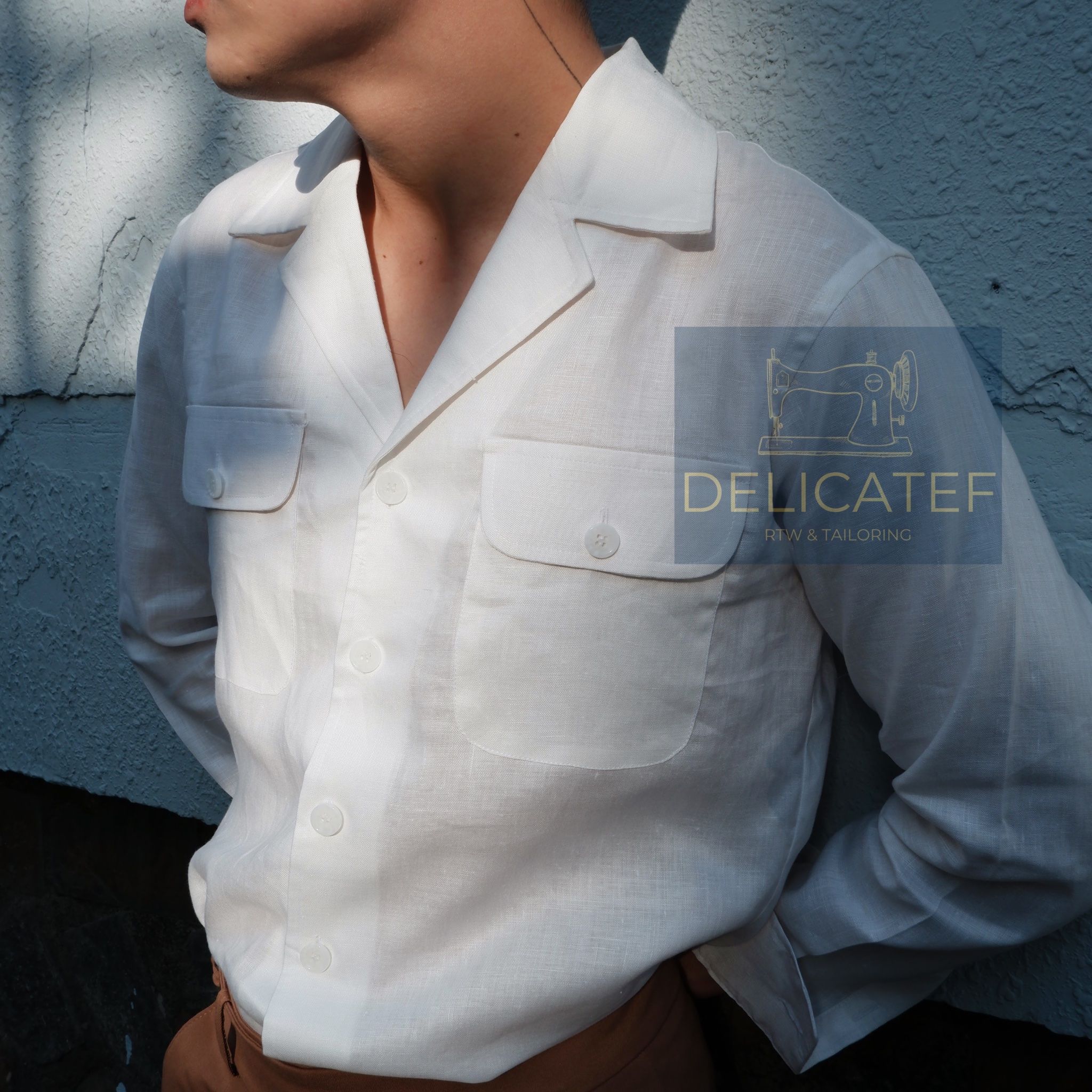Sơ Mi Linen Trắng - Cổ Cuban
