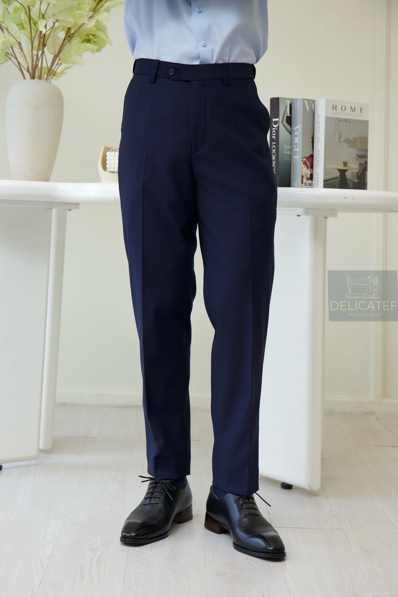 Quần Âu Cạp đeo thắt lưng cao cấp Xanh navy | Premium modern Trouser