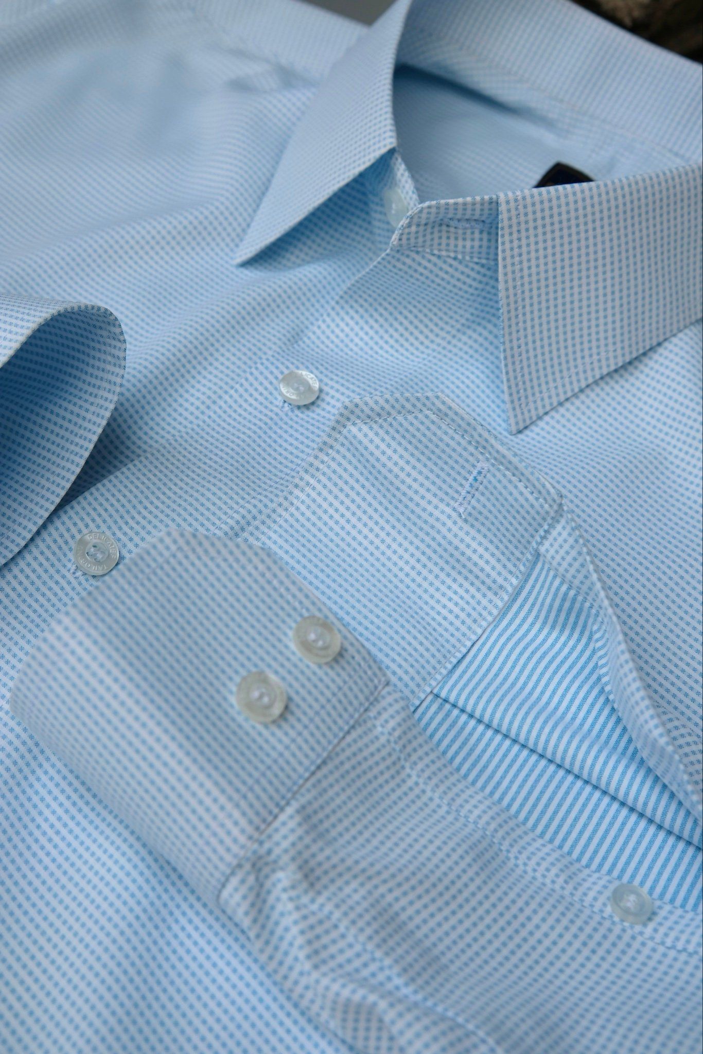 KHÔNG NHĂN | Sơ Mi Xanh hoạ tiết ô luới nhỏ (Blue Micro check)
