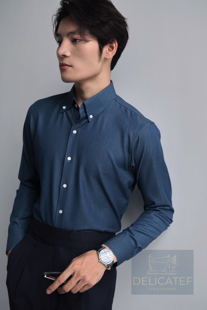 SƠ MI KHÔNG CẦN ỦI | DENIM CHAMBRAY XANH ĐẬM