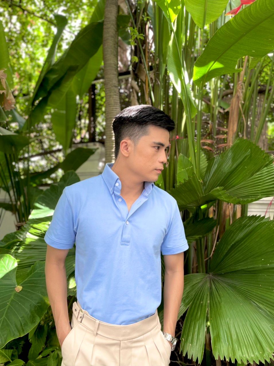 Áo thun Polo màu xanh
