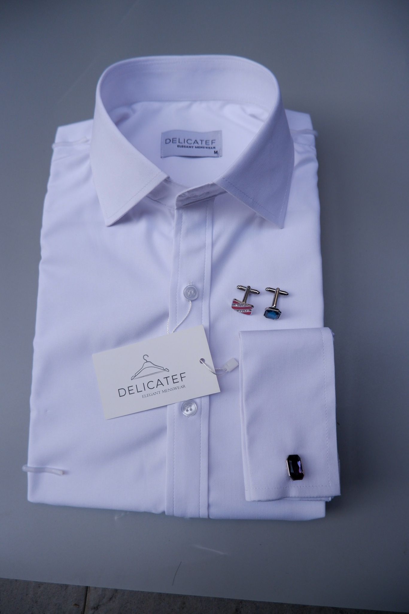 Sơ Mi Trắng Cufflink cổ Spread