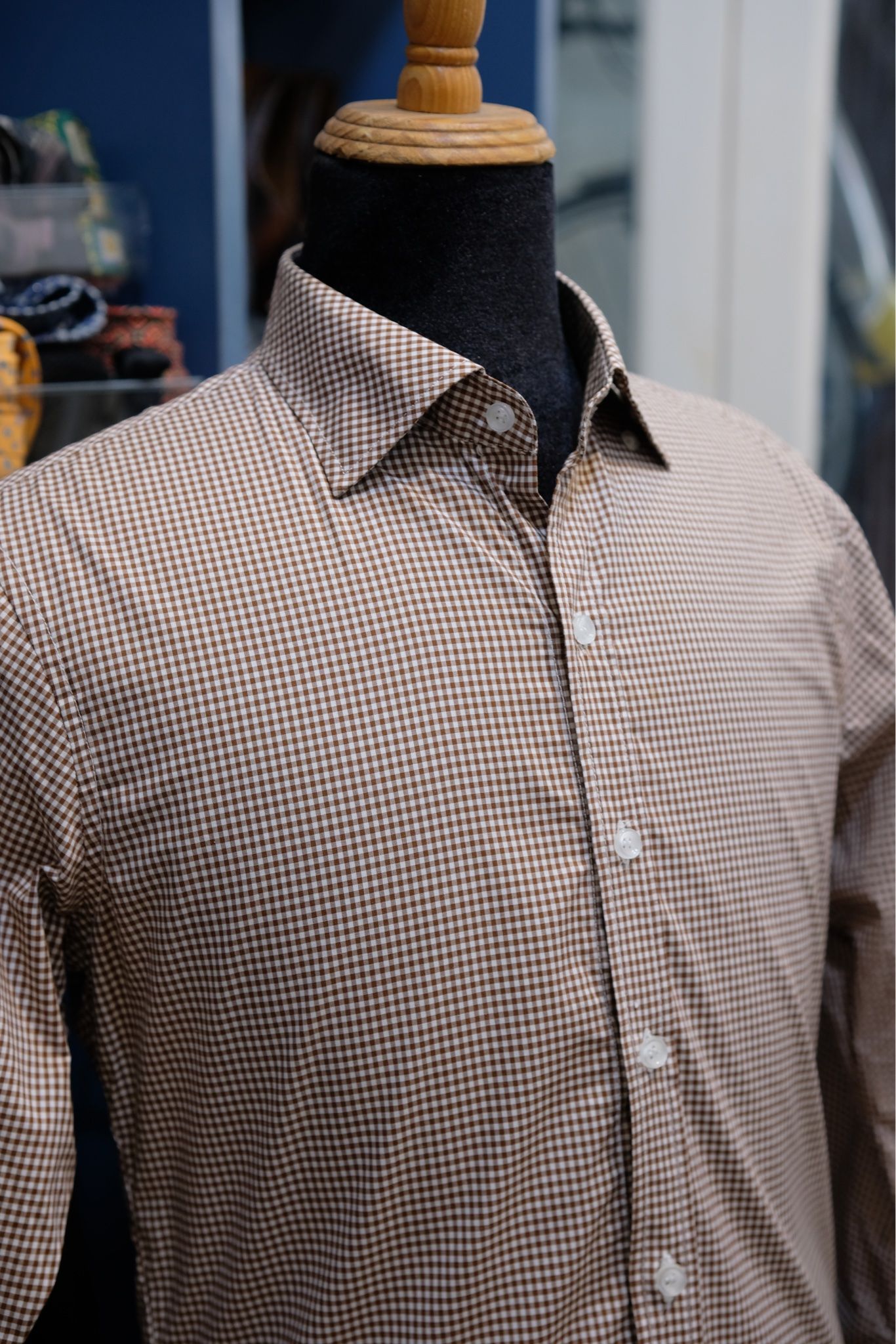 Sơ Mi Ca Rô Nâu - Spread Collar - brown checkered shirt