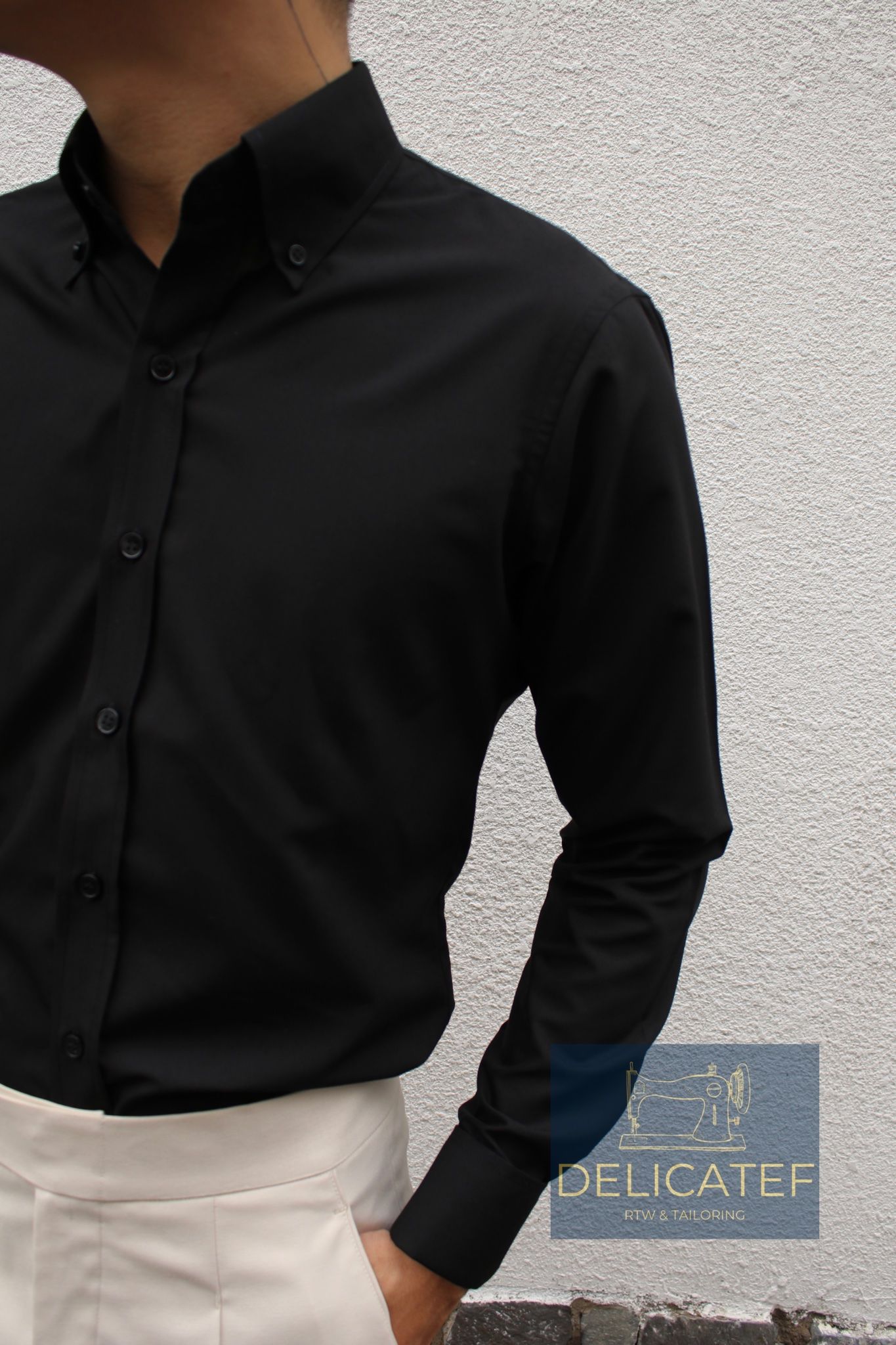 Sơ Mi Đen Cufflinks - Buttondown Collar