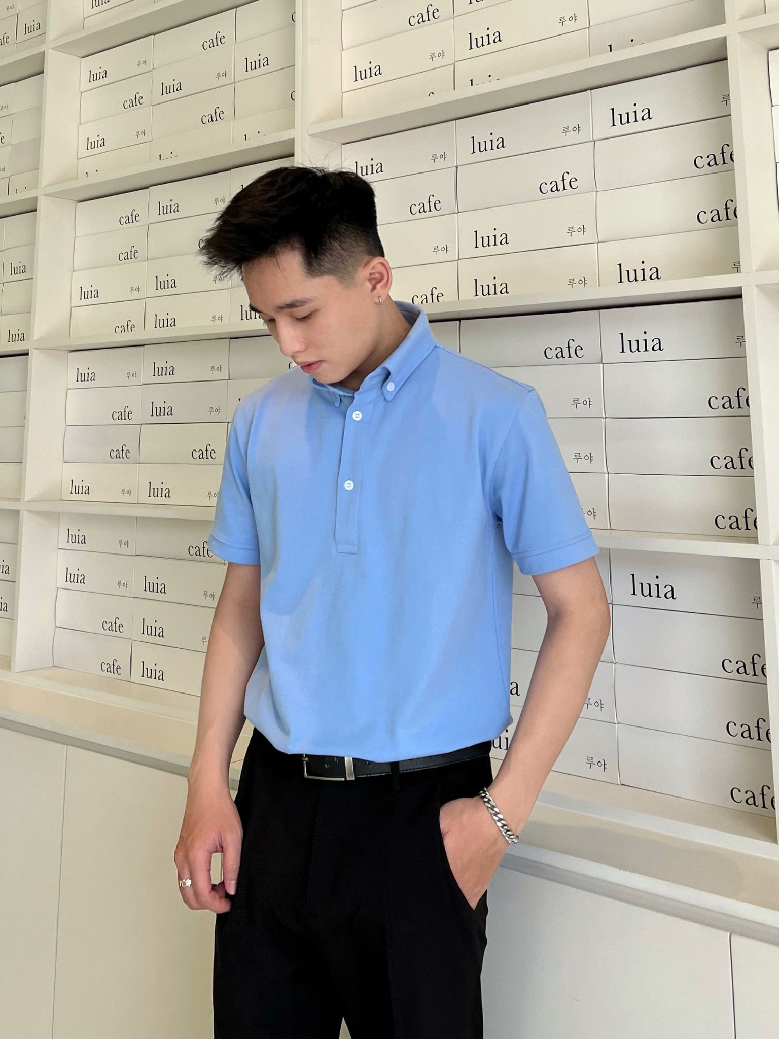 Áo thun Polo màu xanh