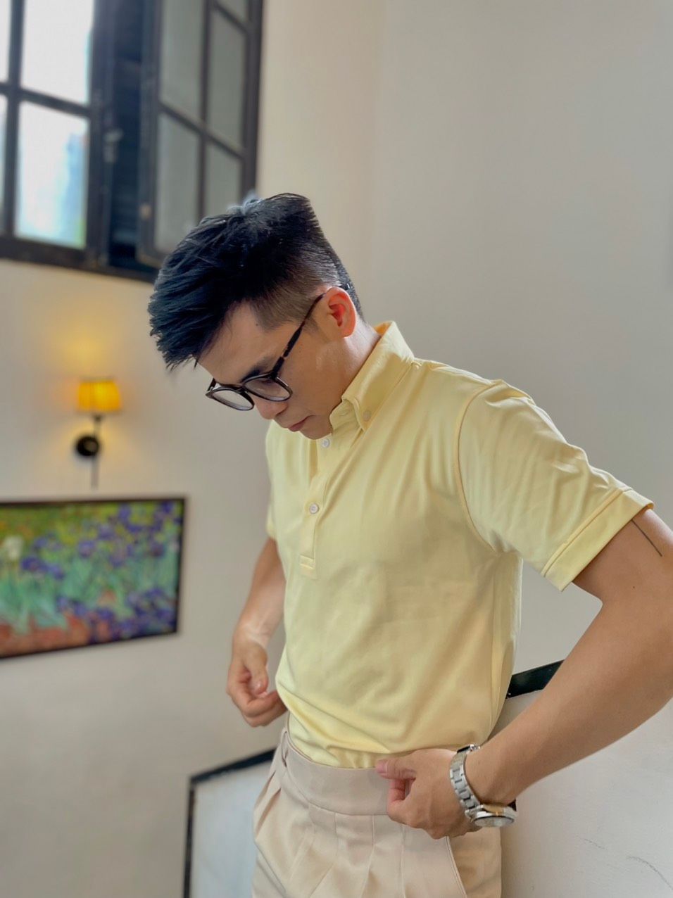 Áo thun Polo màu vàng nhạt