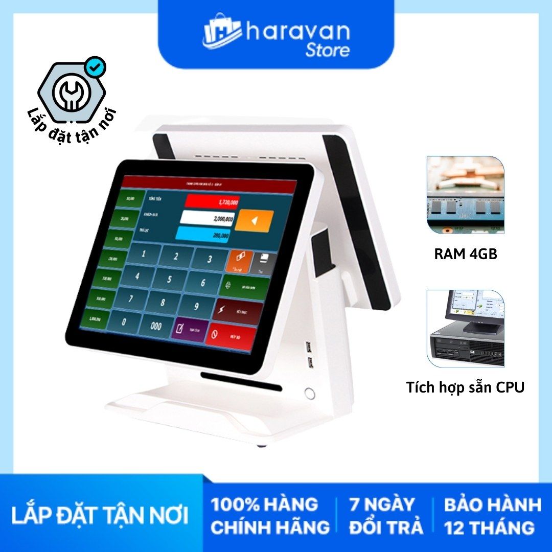  Máy POS cảm ứng POS LX-8000 J1900 (hai màn hình) 