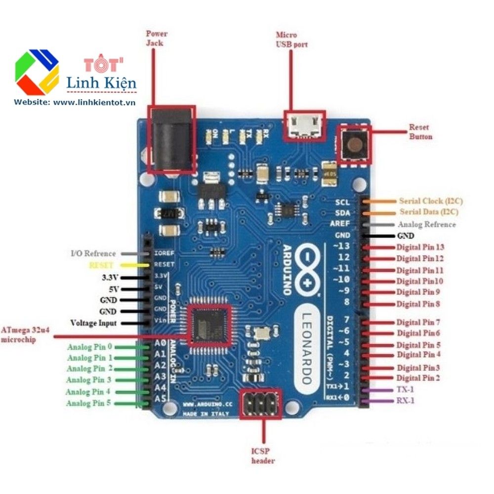 Arduino Leonardo ATmega32u4 - Kèm Cáp Dữ Kiệu