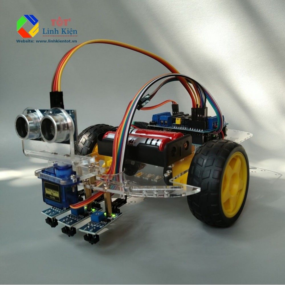 Bộ Xe Arduino Car Robot 3 chức năng - Dò Line, Tránh Vật Cản, Điều Khiển Từ Xa [Xe dò đường Car kit 6]