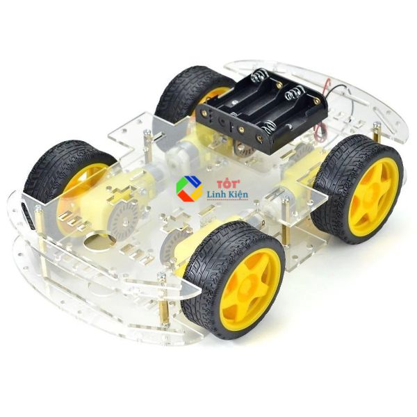 Bộ khung xe robot 4 bánh 2 tầng STEM Robot DIY