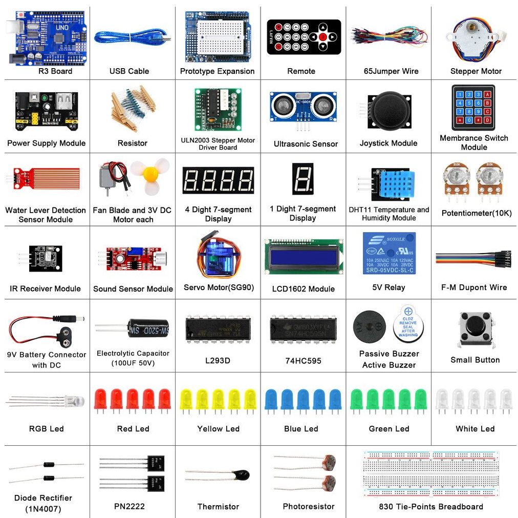[Kèm tài liệu] Bộ học tập Arduino Super Kit - Bộ Kit Adruino UNO R3 full V5