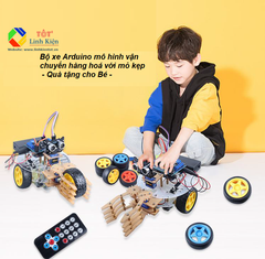 [Kèm code] Bộ xe robot arduino điều khiển từ xa có mỏ kẹp để gắp vật