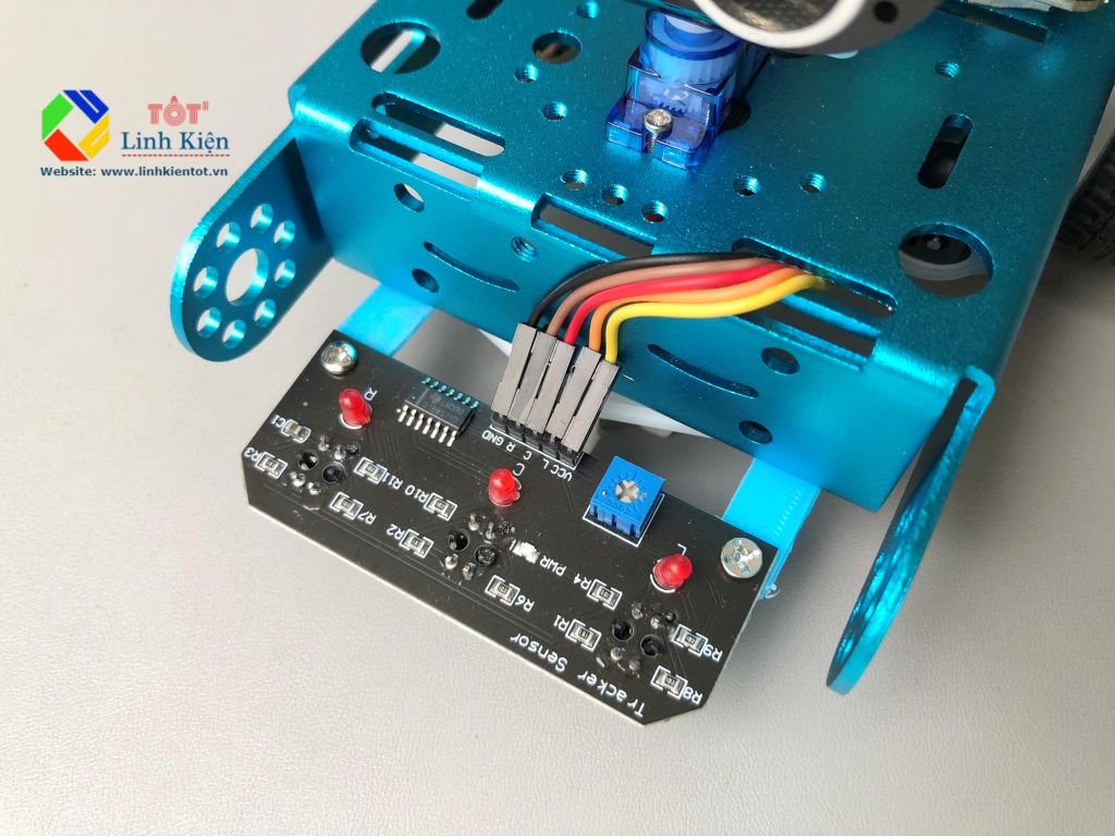 Bộ Xe Robot Microbit Khung Nhôm - Xe BBC Micro:bit Stem Dò Đường, Tránh Vật Cản, Điều Khiển Từ Xa Qua Điện Thoại