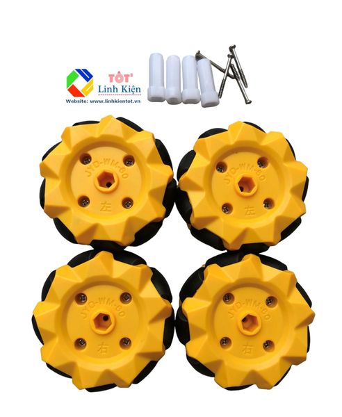 [Rẻ vô địch] Bộ 4 bánh xe đa hướng mecanum - đường kính 52mm, 60mm 80mm, 96mm, 100cm