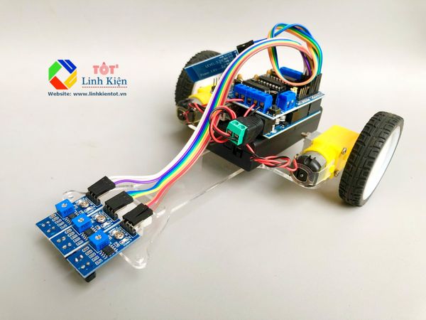 [Kèm code] Bộ xe đua dò đường Arduino dò line siêu nhạy, điều khiển bluetooth -Tracking line Sport Car for Arduino