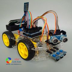 Bộ khung xe robot 4 bánh 2 tầng STEM Robot DIY