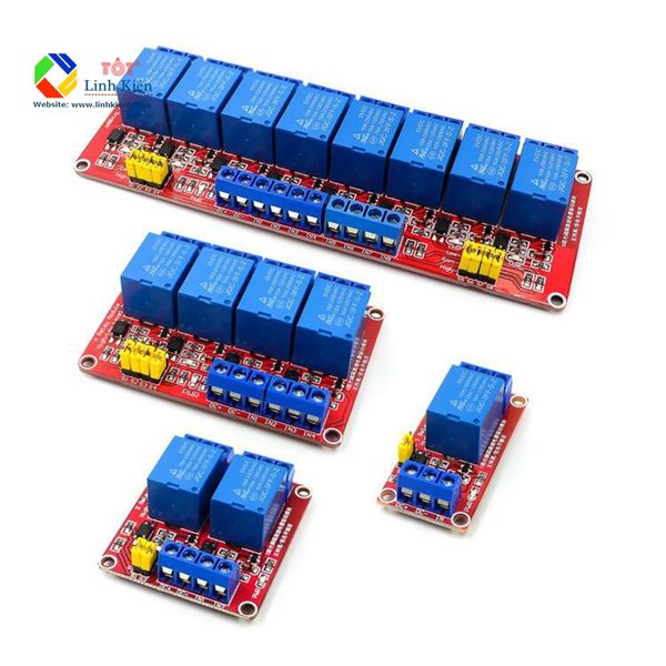 Module Relay 5V 1/ 2/ 4/ 8 kênh cách ly opto, tùy chọn mức kích High/Low 10A