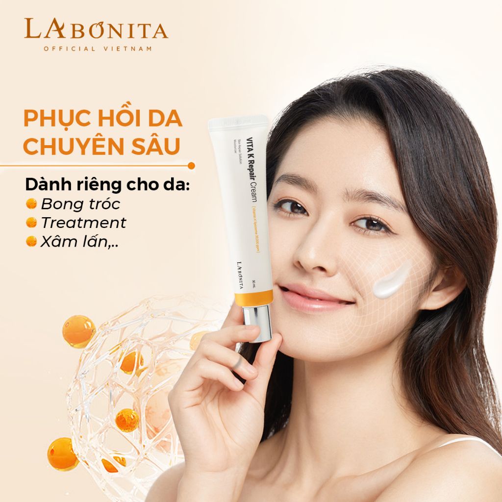 Combo Căng Bóng Làn Da Serum HA Cấp Ẩm + Kem Dưỡng Phục Hồi Da La Bonita Vita K Repair Cream 30ml