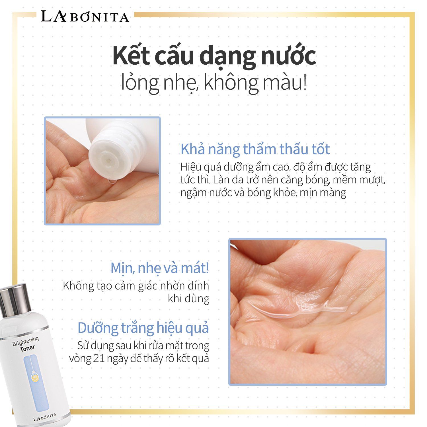 Toner Dưỡng Ẩm Và Sáng Da La Bonita Brightening Toner 200ml