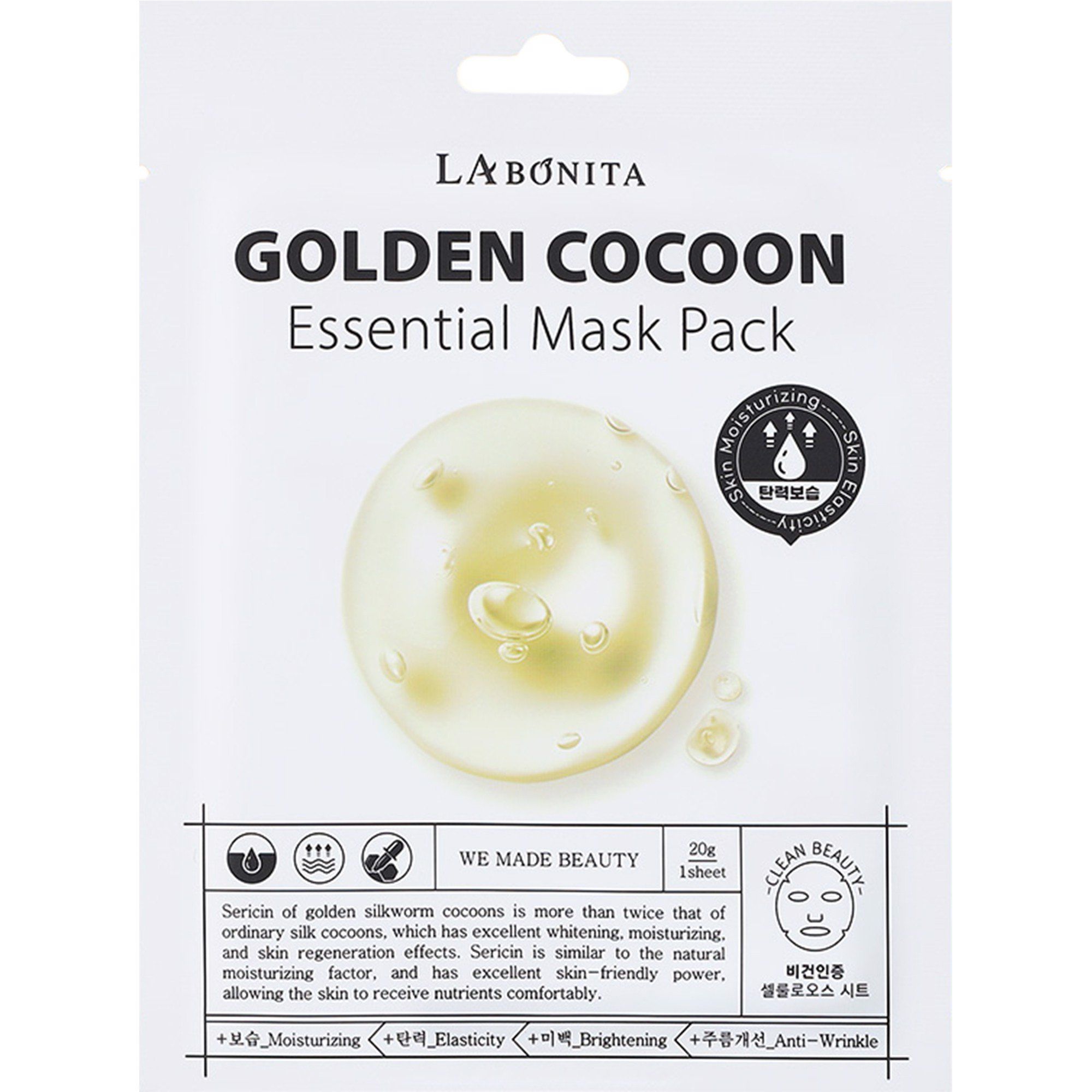  Mặt Nạ Dưỡng Ẩm Sáng Da Cải Thiện Nếp Nhăn La Bonita Golden Cocoon Essential Mask Pack 20g 