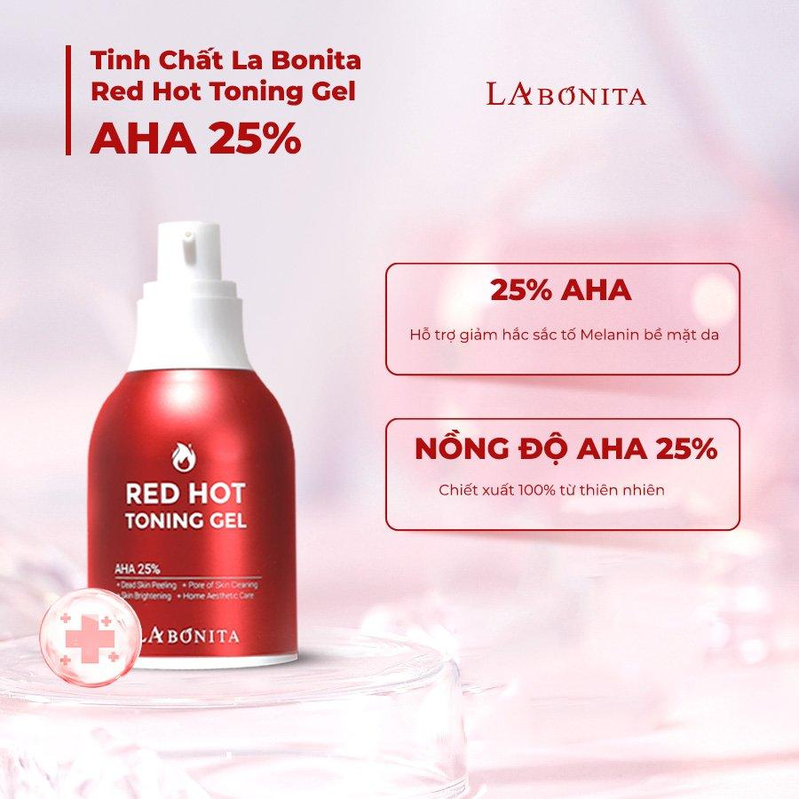 (Dạng chai) Gel Tẩy Da Chết AHA 25% + Lợi Khuẩn LACTOBACILLUS La Bonita Red Hot Toning Gel