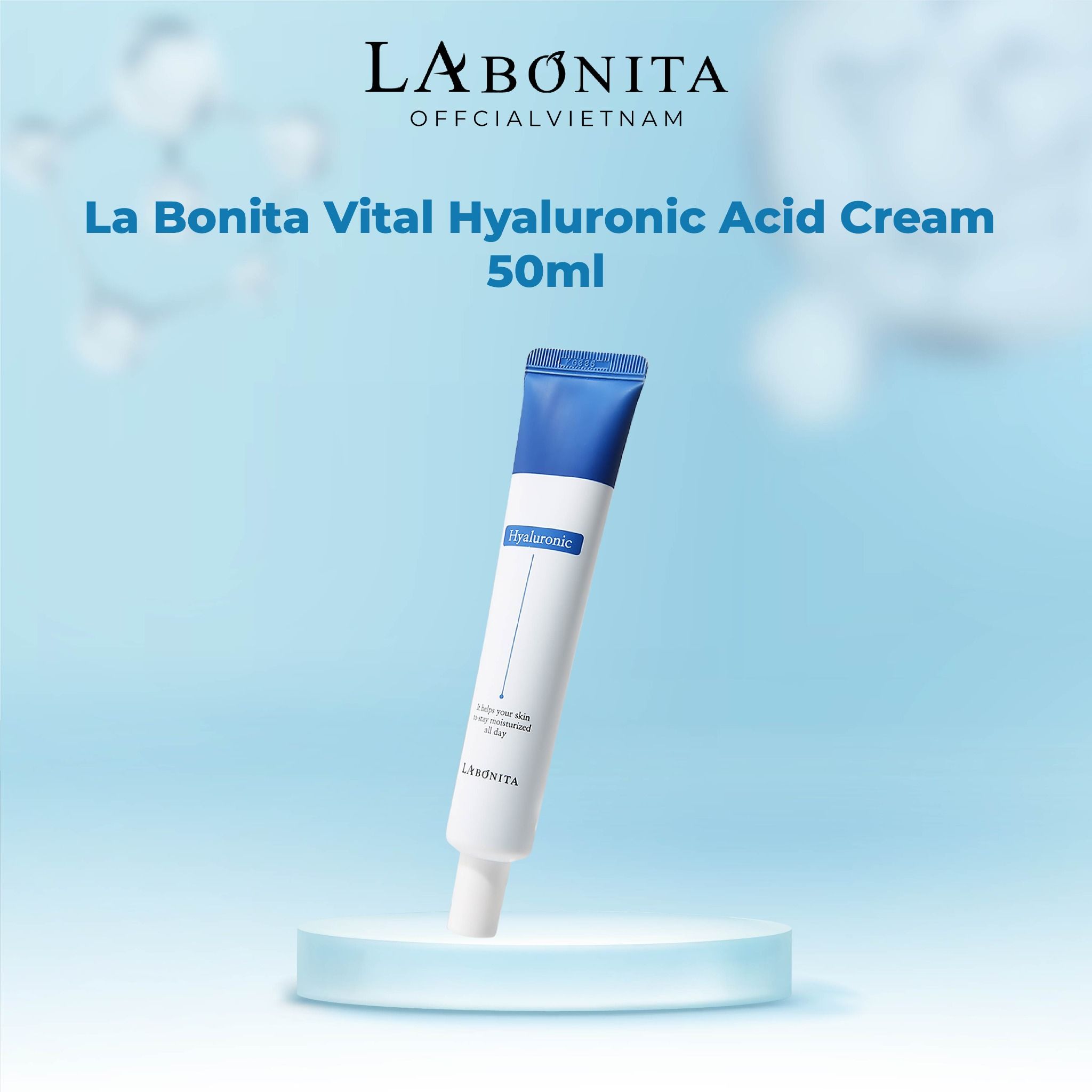  Kem Dưỡng Ẩm Sáng Da Và Phục Hồi Da La Bonita Vital Hyaluronic Acid Cream 50ml - Tuýp 50ml tặng 1 ống kén tằm 10ml 