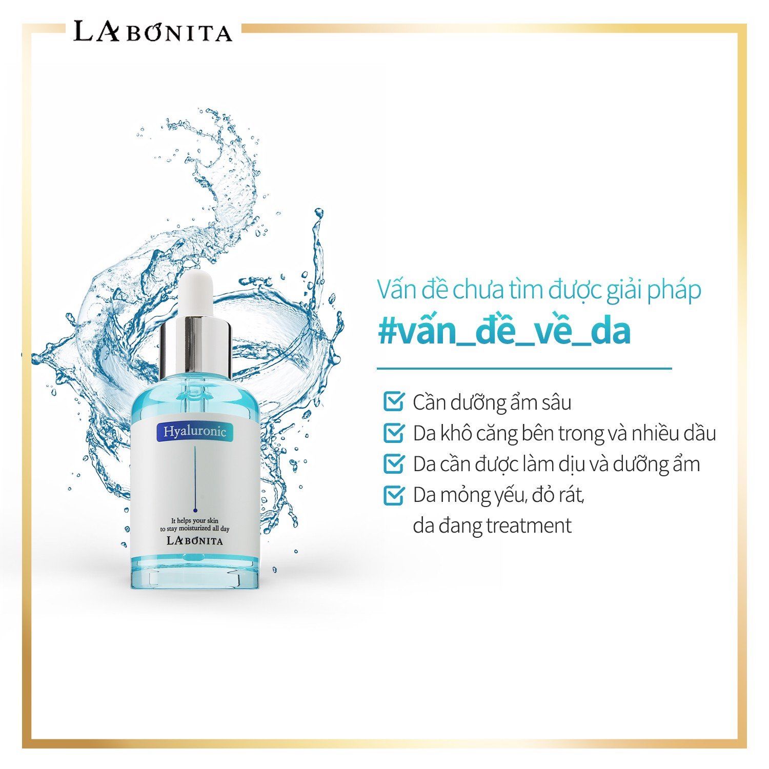  Serum HA Dưỡng Ẩm Và Phục Hồi Da La Bonita Vital Hyaluronic Acid Serum 50ml - tặng 1 Mask 