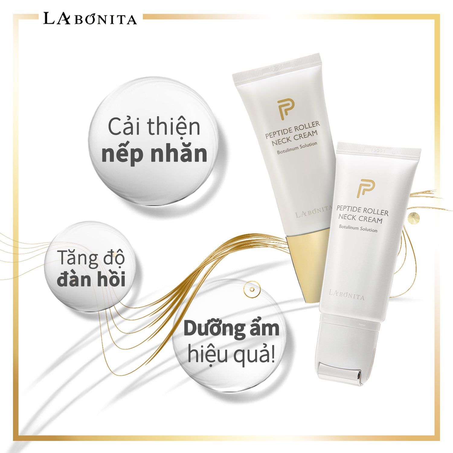  Kem Dưỡng Da Vùng Cổ Giảm Nếp Nhăn La Bonita Peptide Roller Neck Cream 50ml 