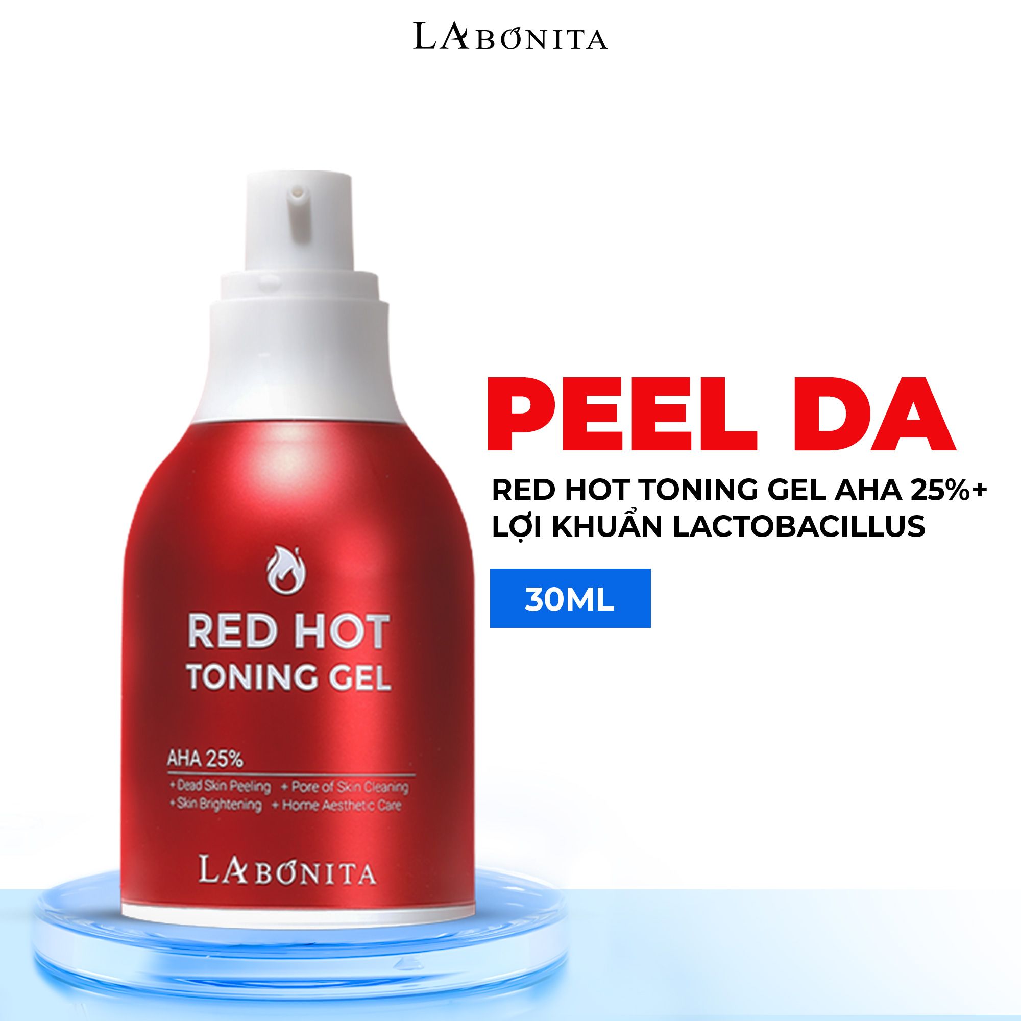 (Dạng chai) Gel Tẩy Da Chết AHA 25% + Lợi Khuẩn LACTOBACILLUS La Bonita Red Hot Toning Gel