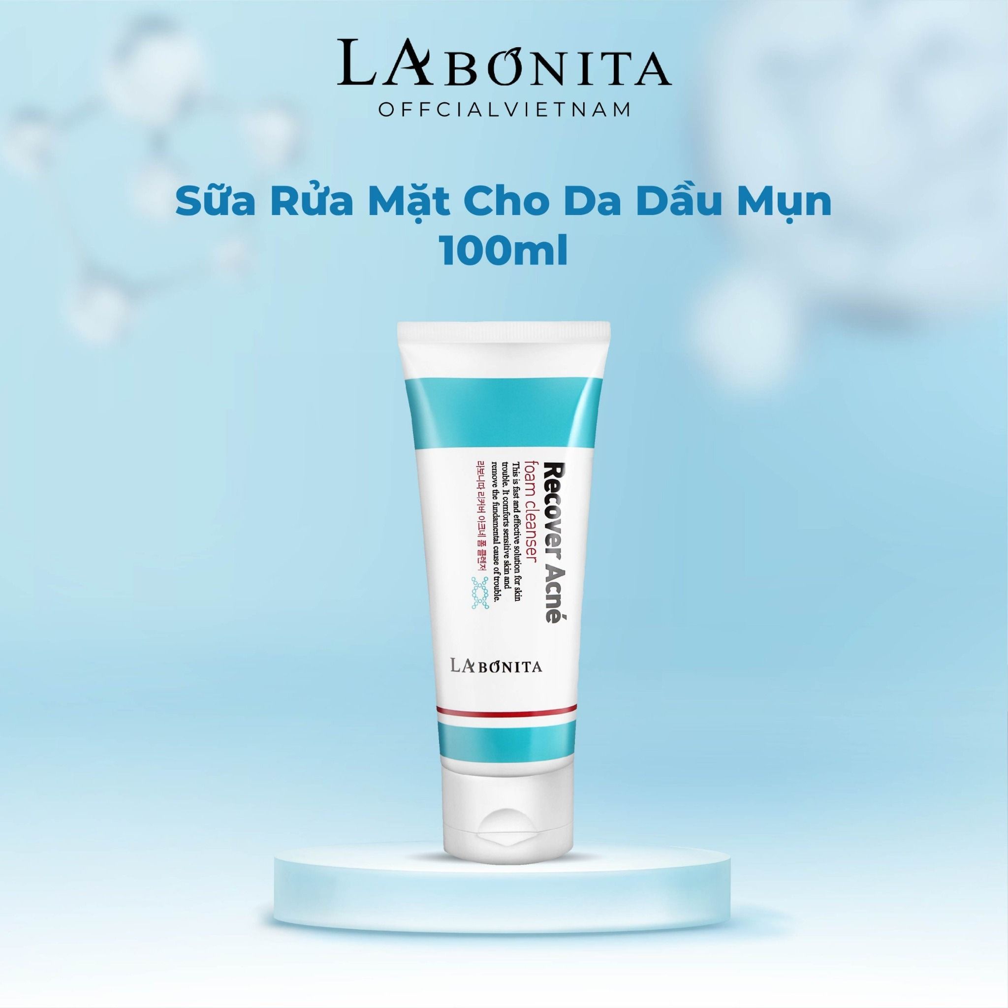  Sữa Rửa Mặt Cho Da Dầu Mụn La Bonita Recover Acne Foam Cleanser 100ml - tặng 2 mask 