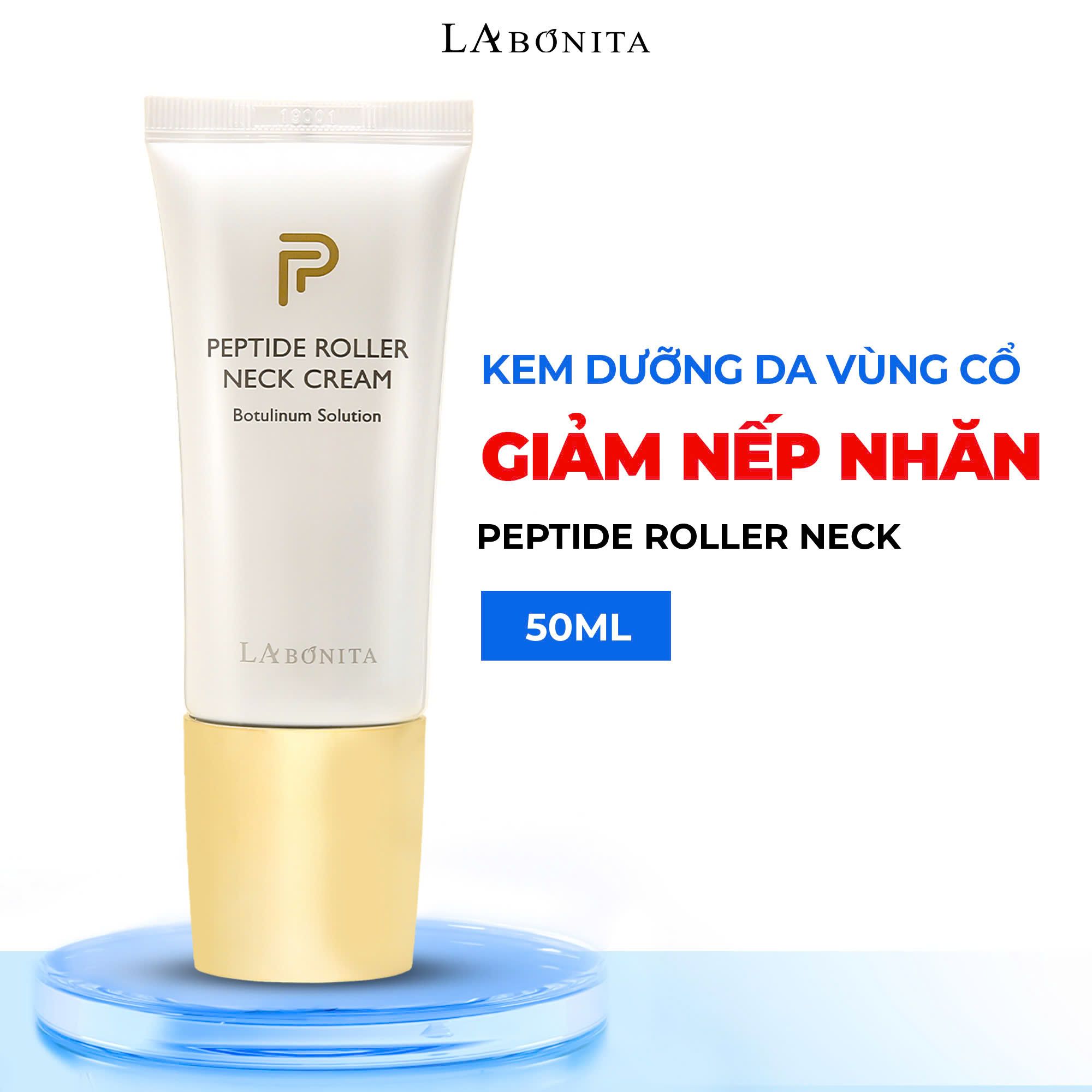Kem Dưỡng Da Vùng Cổ Giảm Nếp Nhăn La Bonita Peptide Roller Neck Cream 50ml